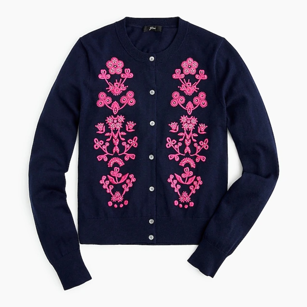 🌸Jackie Cardigan sweater Floral Embroidery Navy